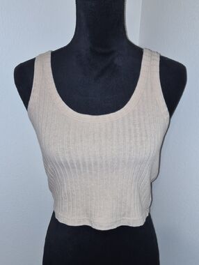 Aeropostale Beige Ribbed Crop Tank